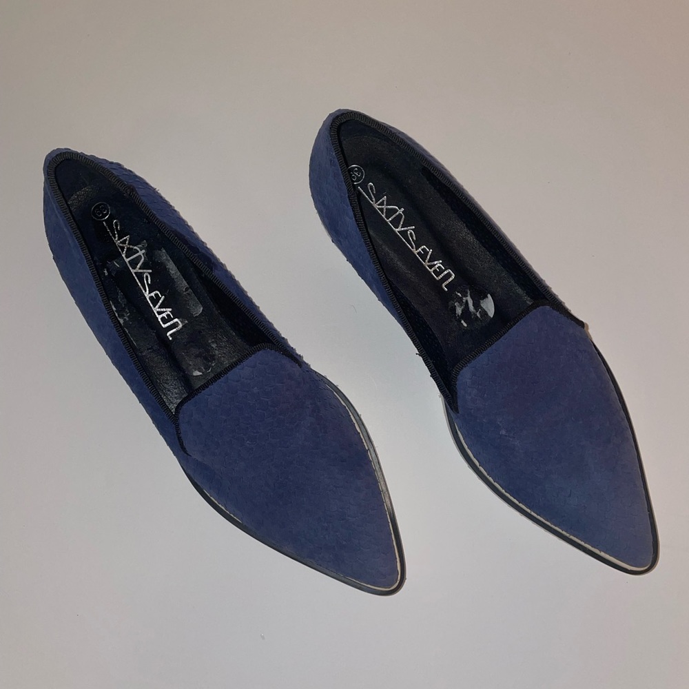 Blue Python Leather platform sneakers - Picture 3 of 6